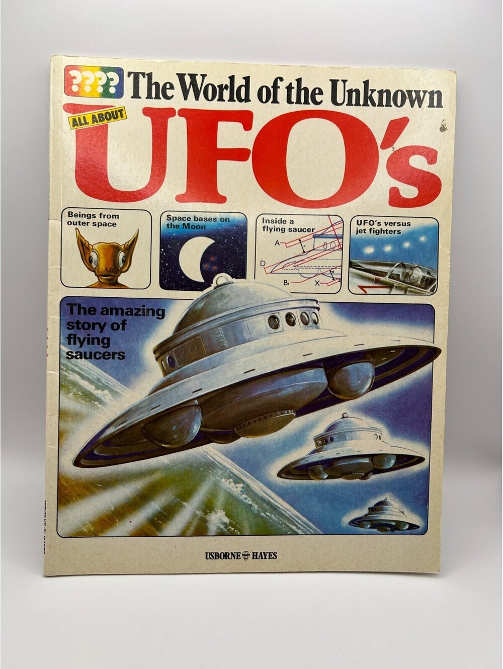 Usborne World of the Unknown All About UFO’s Vintage 1977 Paperback Hayes